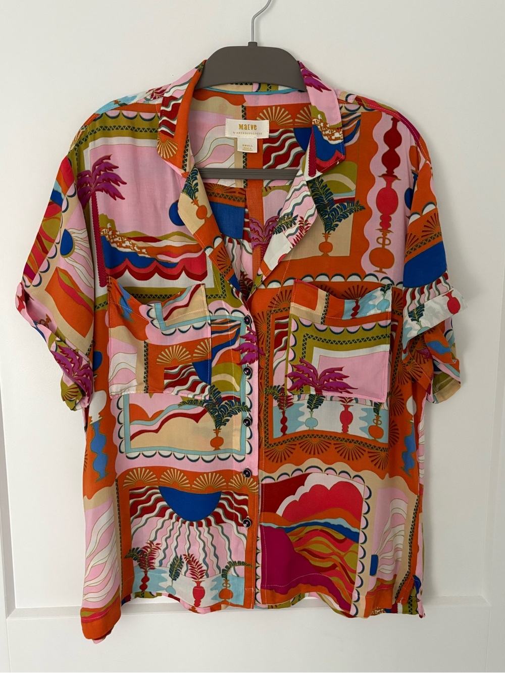 Maeve Anthropologie “Bon Voyage” Button Down Shirt - XS EUC